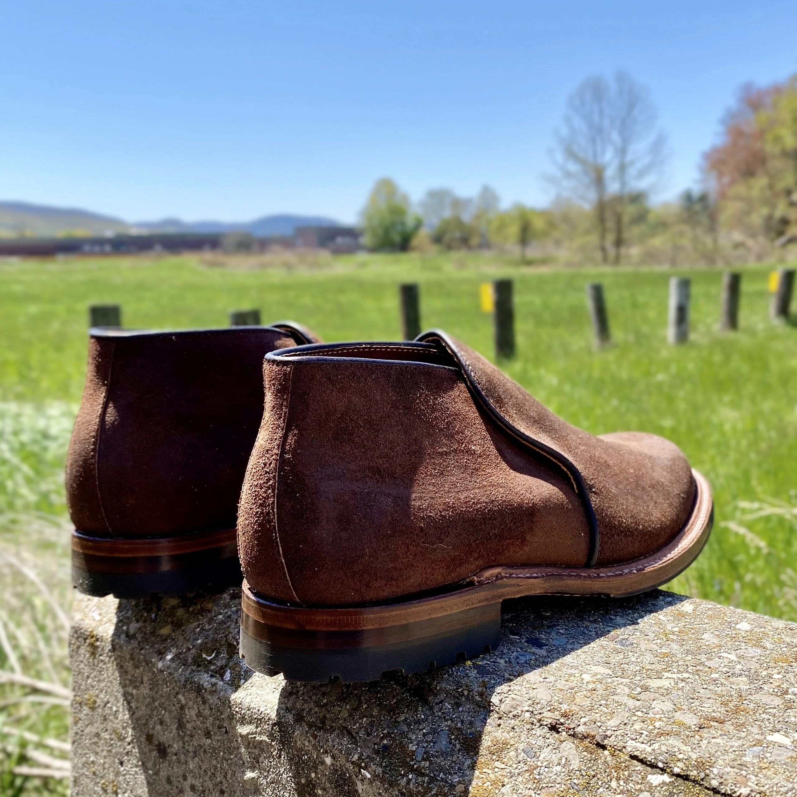 D8704C - Folsom Slip On Chukka in Tobbacco Reverse Chamois - Image 3