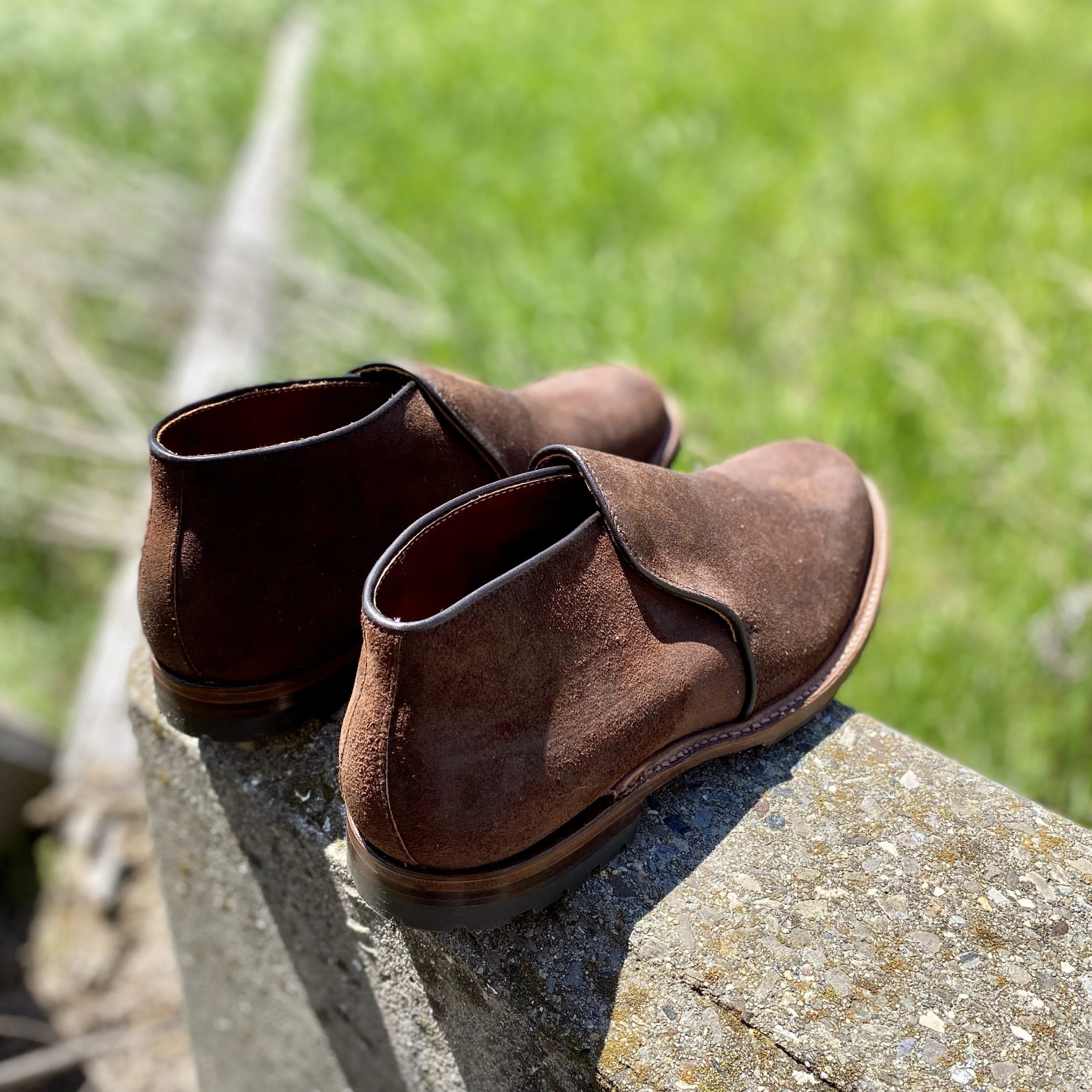 D8704C - Folsom Slip On Chukka in Tobbacco Reverse Chamois - Image 7