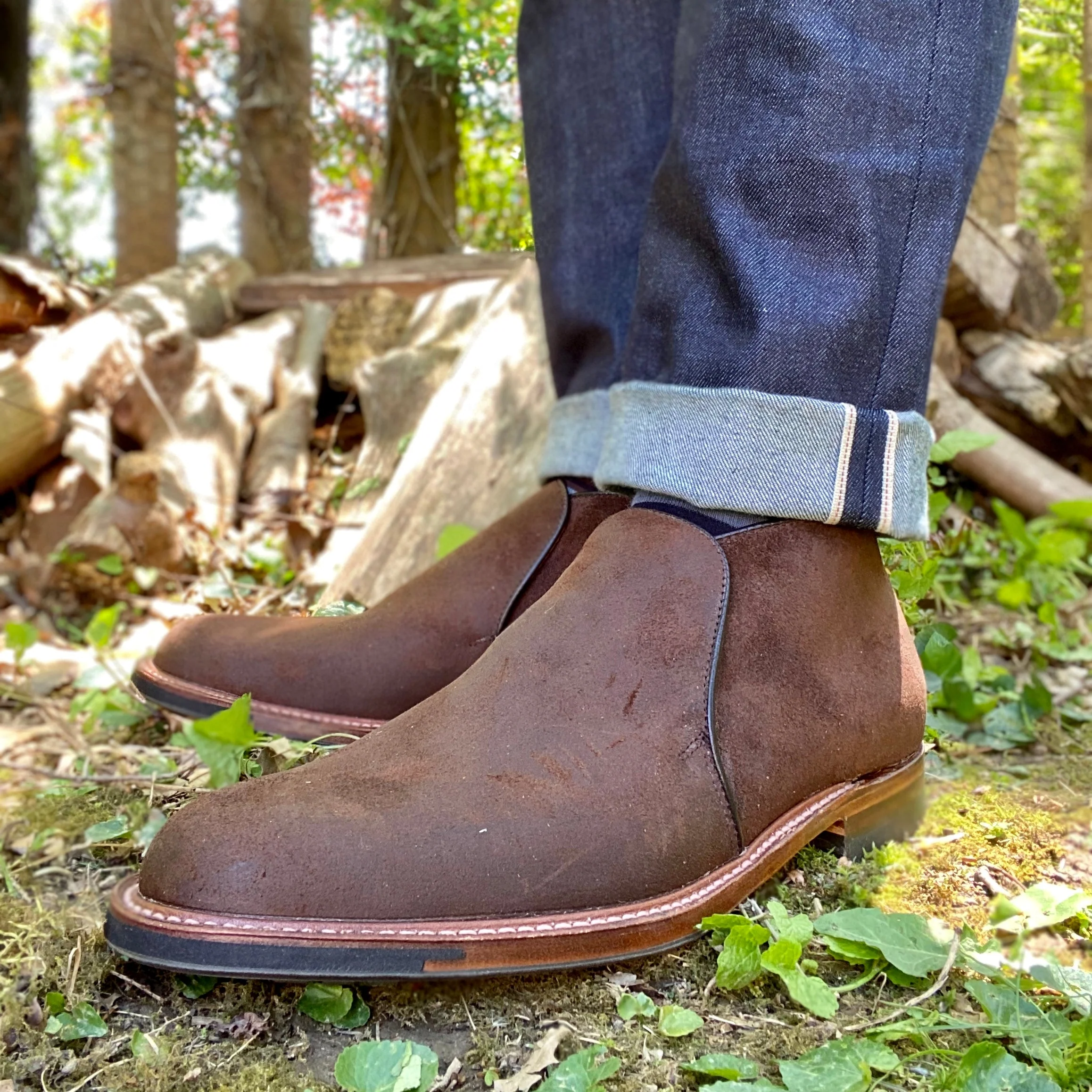 D8704C - Folsom Slip On Chukka in Tobbacco Reverse Chamois - Image 8