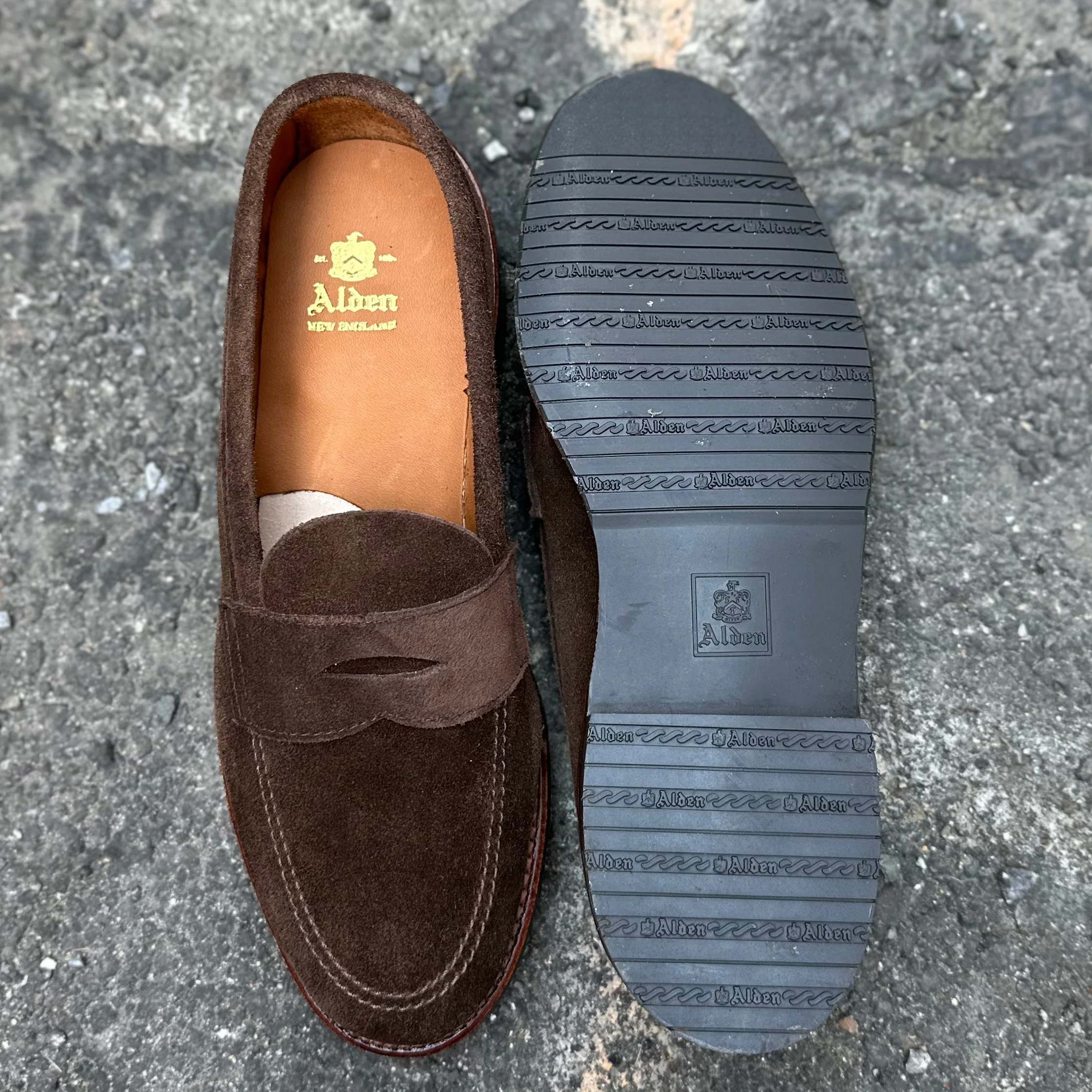 6224L - Unlined Penny Mocc in Brown Suede - Image 3