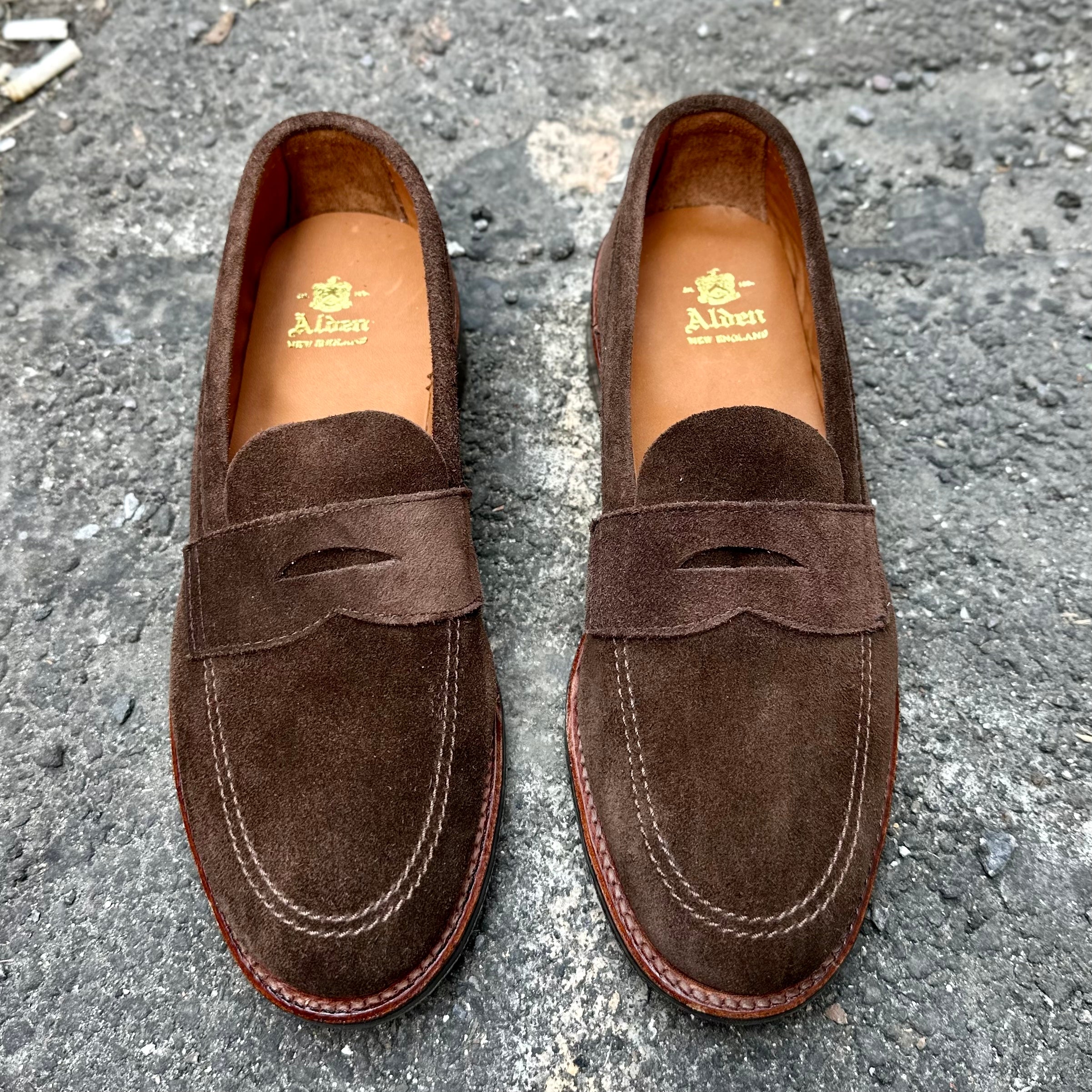 6224L - Unlined Penny Mocc in Brown Suede - Image 4