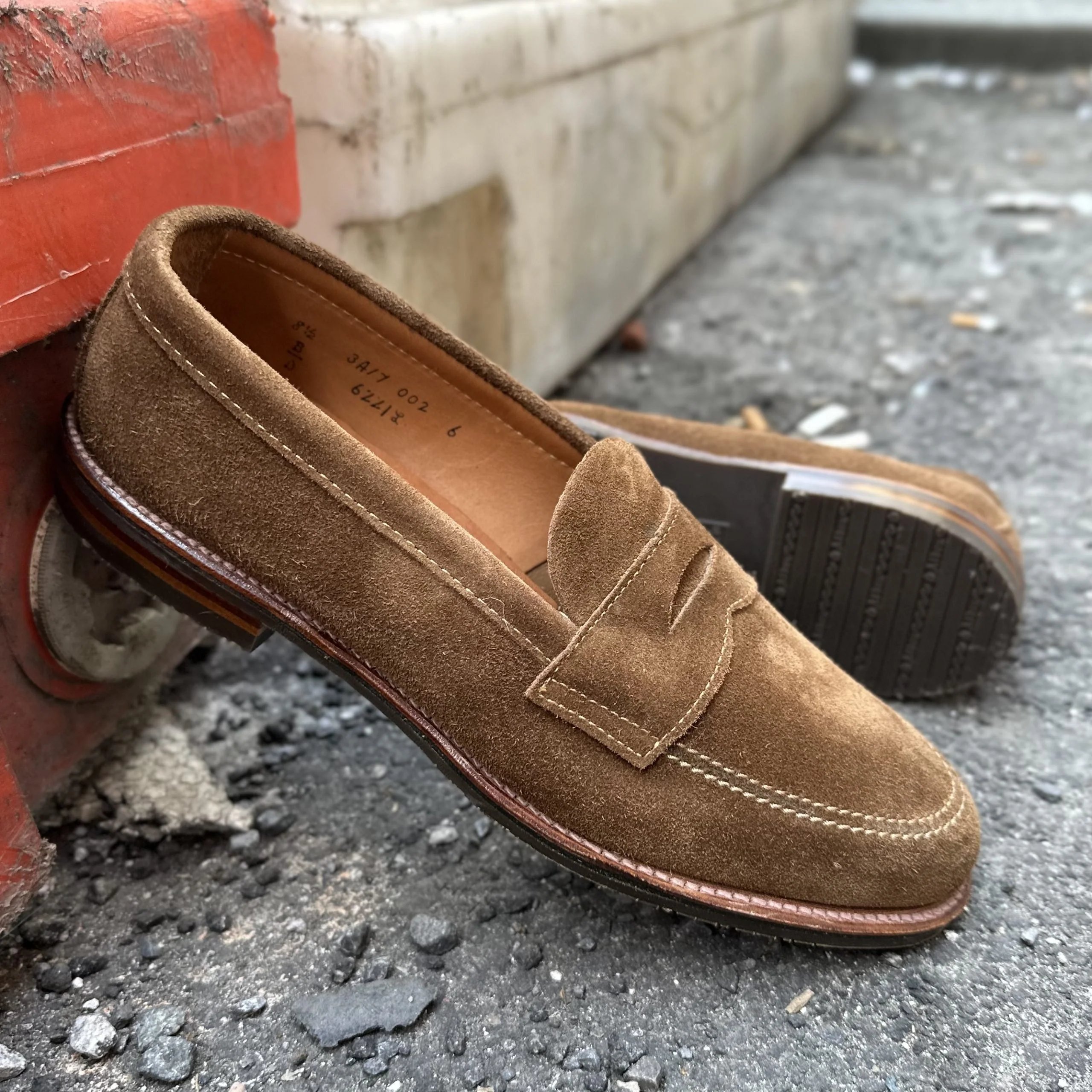 6221L - Unlined Penny Mocc in Snuff Suede - Image 5